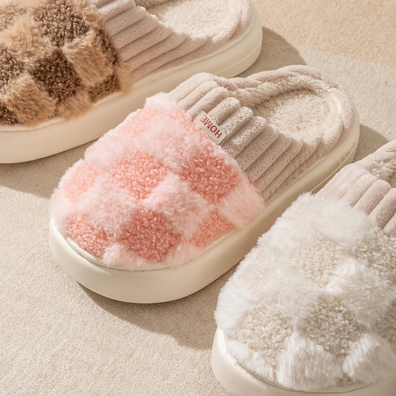 Unisex Cozy Plush Slippers–Non Slip Indoor House Shoes Wide Fit