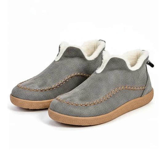 EaseLane women's fleece-lined winter slip-on shoes – grey pair studio view