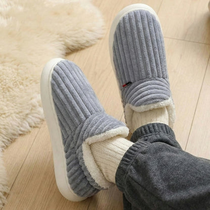 EaseLane unisex corduroy slipper boots – grey slipper boots worn indoors