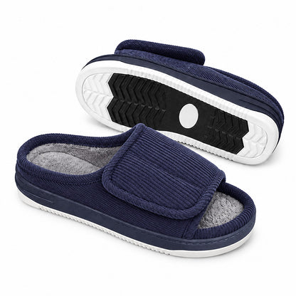 Orthopedic Extra Wide Warm Slippers with Arch Support, Adjustable Unisex Fit