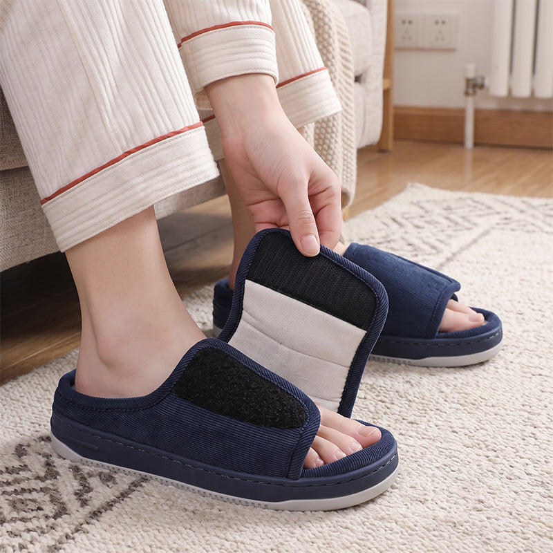 Orthopedic Extra Wide Warm Slippers with Arch Support, Adjustable Unisex Fit