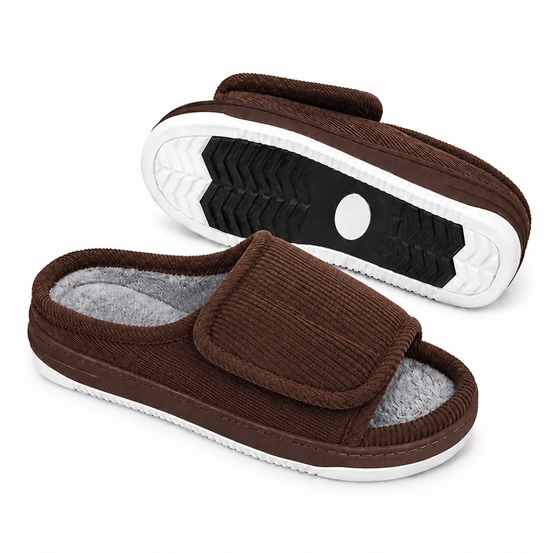 Orthopedic Extra Wide Warm Slippers with Arch Support, Adjustable Unisex Fit