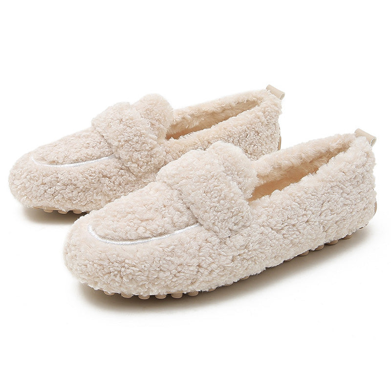 Women's Wide Fit Winter Loafer Slippers – Slip On Shoes with Arch Support