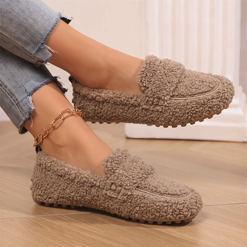 Women's Wide Fit Winter Loafer Slippers – Slip On Shoes with Arch Support