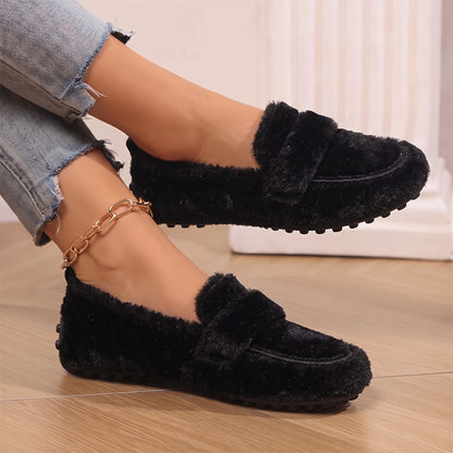 Women's Wide Fit Winter Loafer Slippers – Slip On Shoes with Arch Support