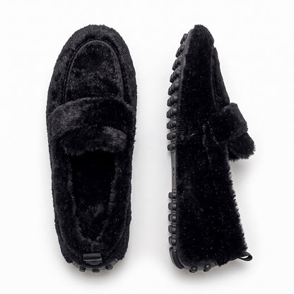 Women's Wide Fit Winter Loafer Slippers – Slip On Shoes with Arch Support