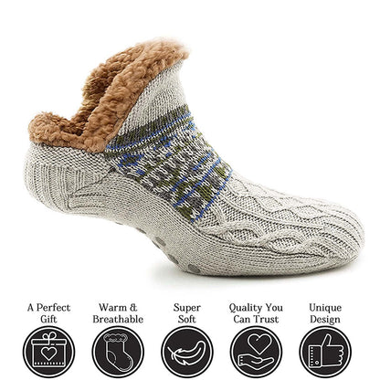 EaseLane warm fleece-lined non-slip slipper socks – grey pair with warmth and comfort features