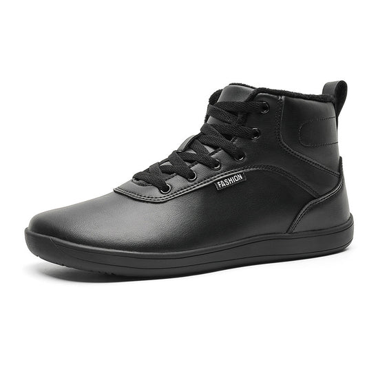 Fleece-lined lace-up winter boots – black boot side view