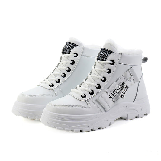EaseLane women's fleece-lined winter ankle boots – white pair studio view
