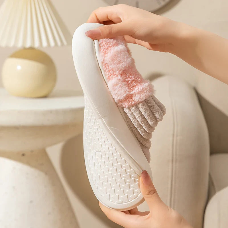 Unisex Cozy Plush Slippers–Non Slip Indoor House Shoes Wide Fit
