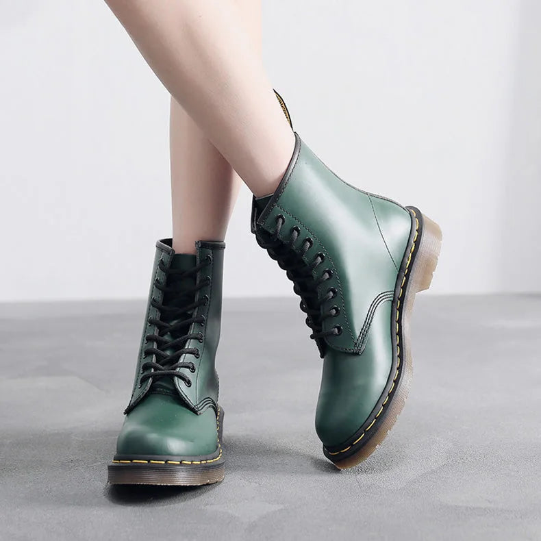 Unisex waterproof combat boots in Dark Green-Warm Lined product view