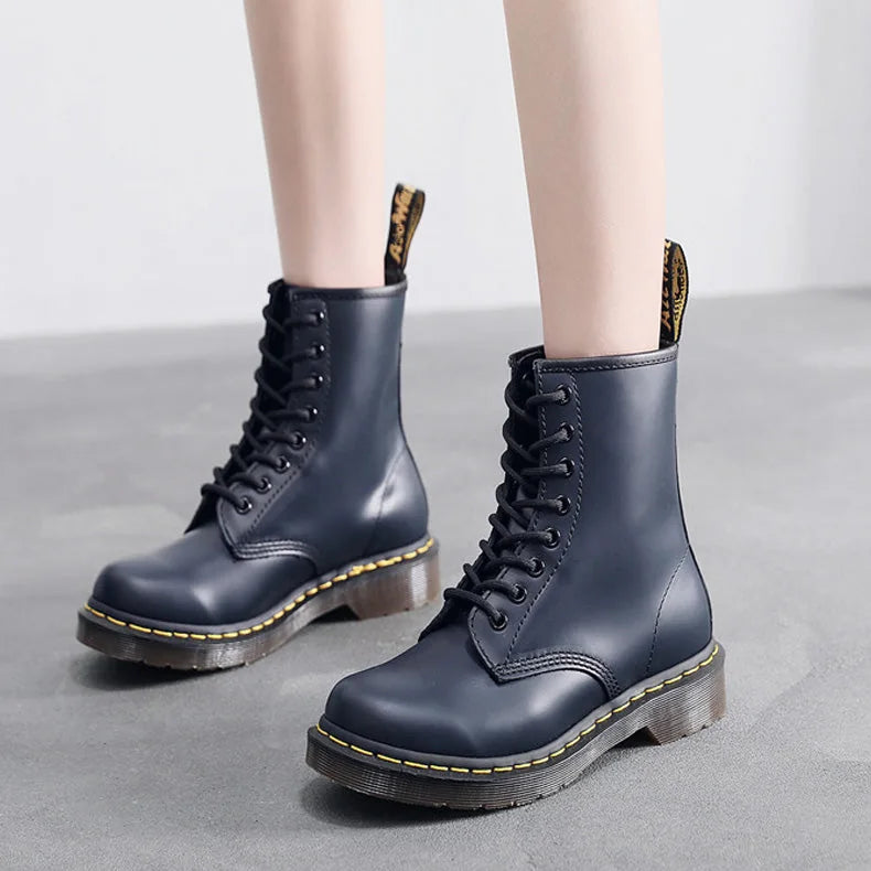 Unisex waterproof combat boots in Blue-Warm Lined product view
