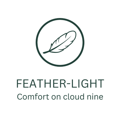 Feather icon illustrating lightweight comfort