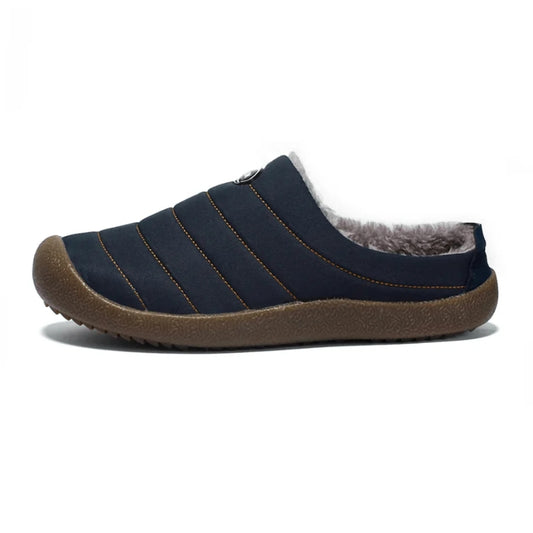 EaseLane unisex fleece-lined winter clogs – navy clog studio side view