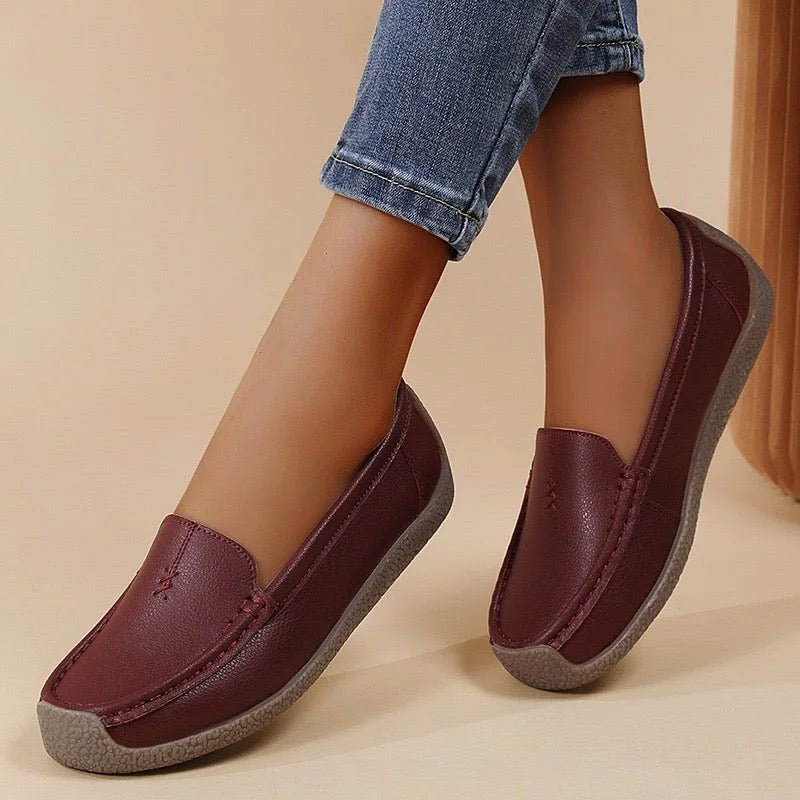 Women's loafers shown on foot