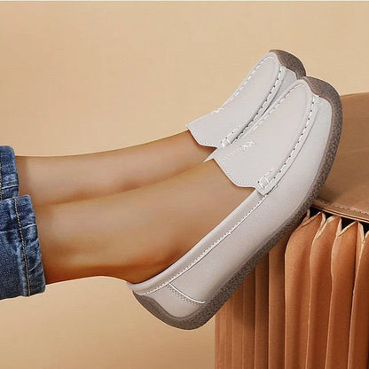 Women's loafers shown on foot