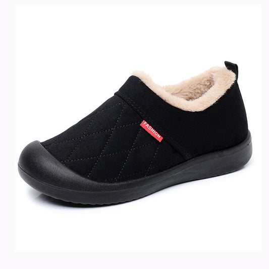 EaseLane women's fleece-lined slipper boots – black slipper boot studio side view