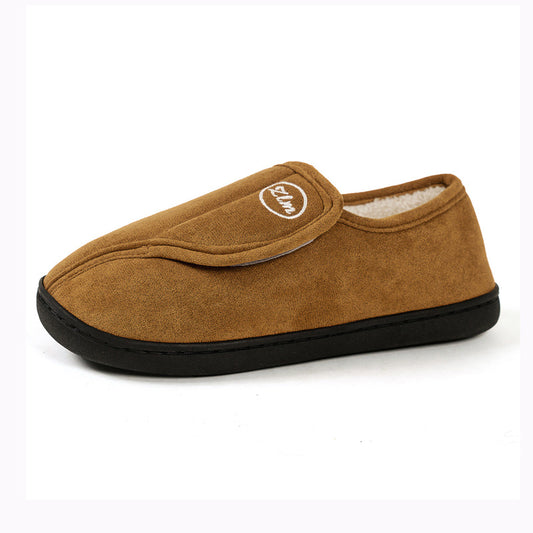 EaseLane women's adjustable wide fit slippers – tan slipper studio side view